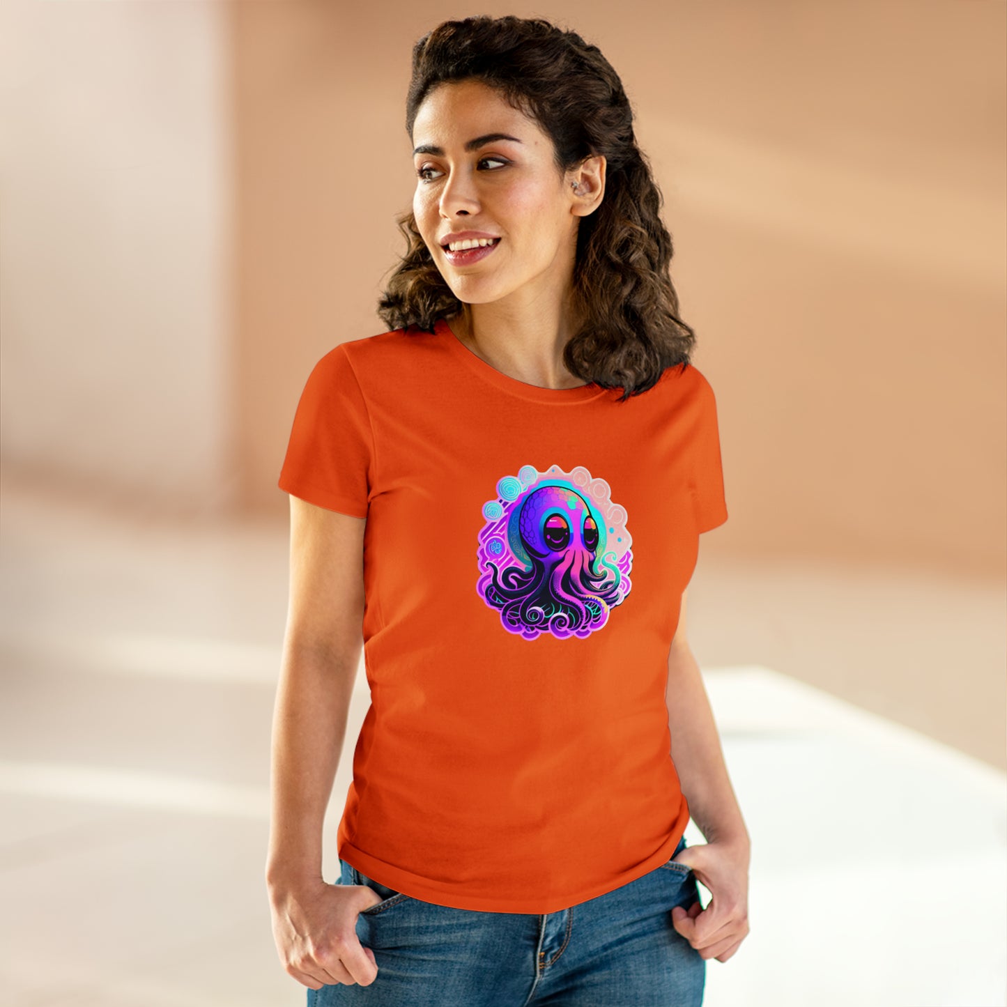 Colorful Octopus Women's Midweight Cotton Tee
