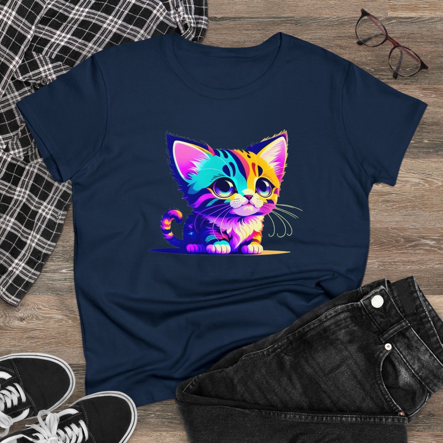 Cute Kitten Women's Midweight Cotton Graphic Tee