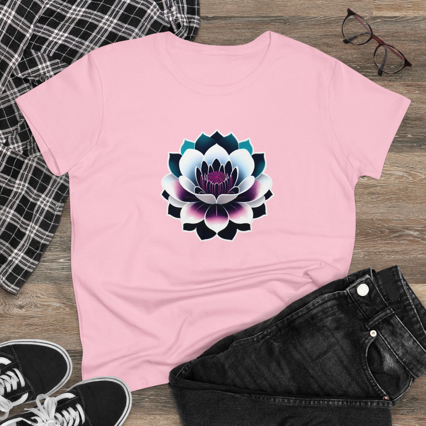 Lotus Flower, Women's Midweight Cotton Tee