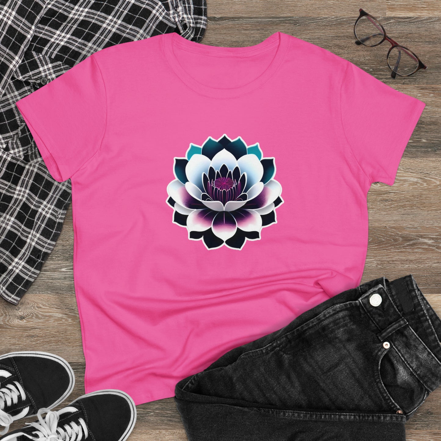 Lotus Flower, Women's Midweight Cotton Tee