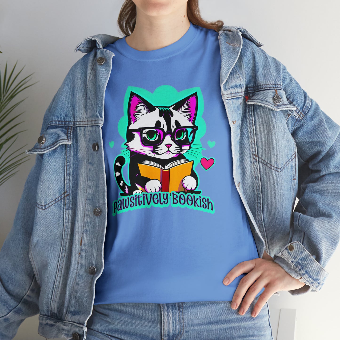 Pawsitively Bookish, Kitten read a book Unisex Heavy Cotton Tee