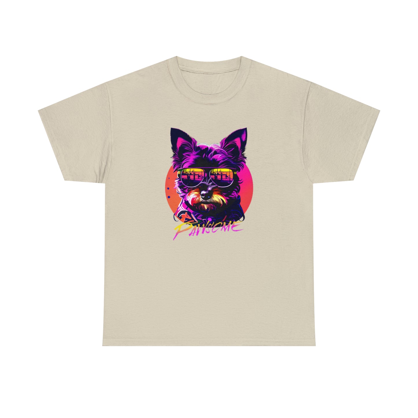 Pawsome, Yorkshire Terrier wearing sunglasses Unisex Heavy Cotton Tee