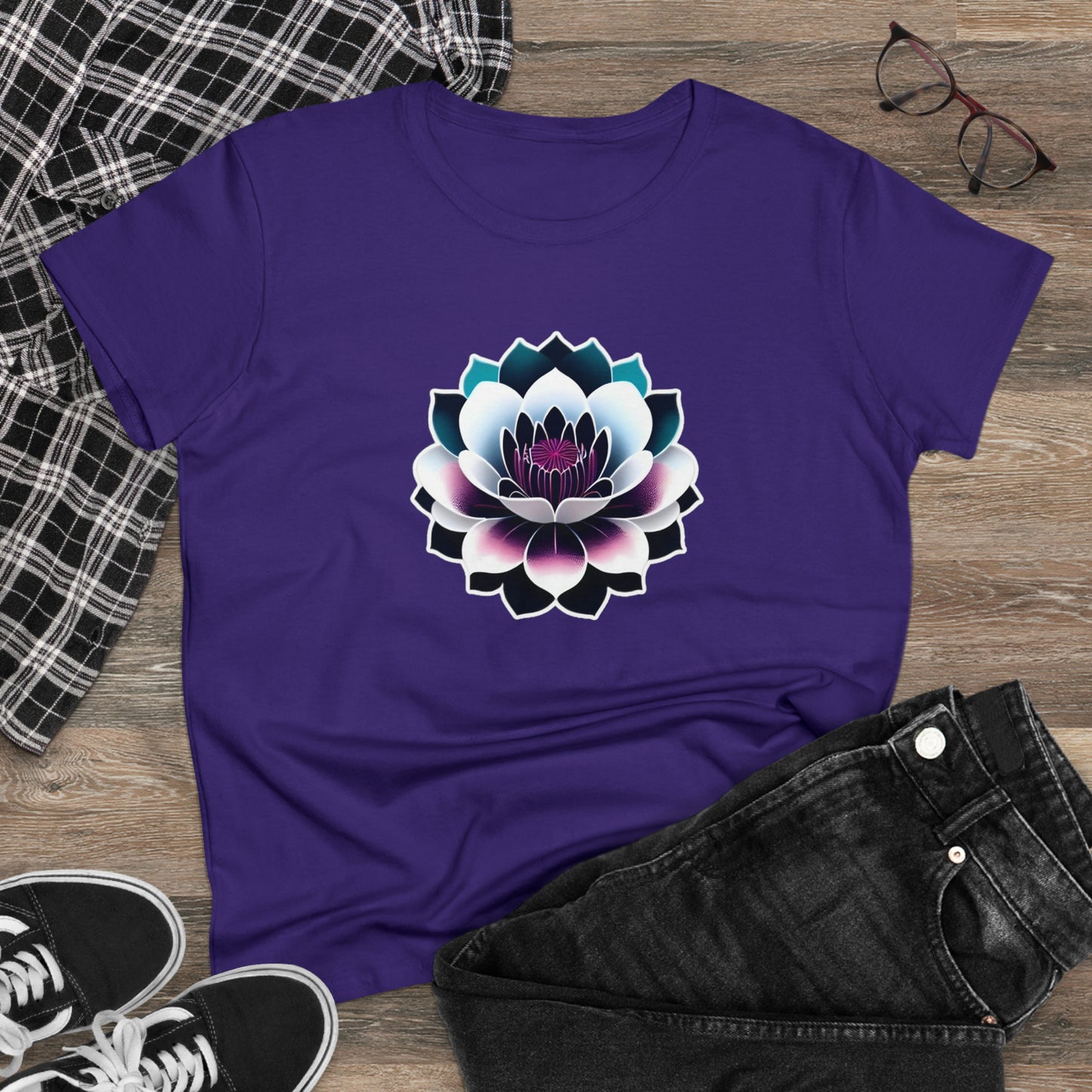 Lotus Flower, Women's Midweight Cotton Tee