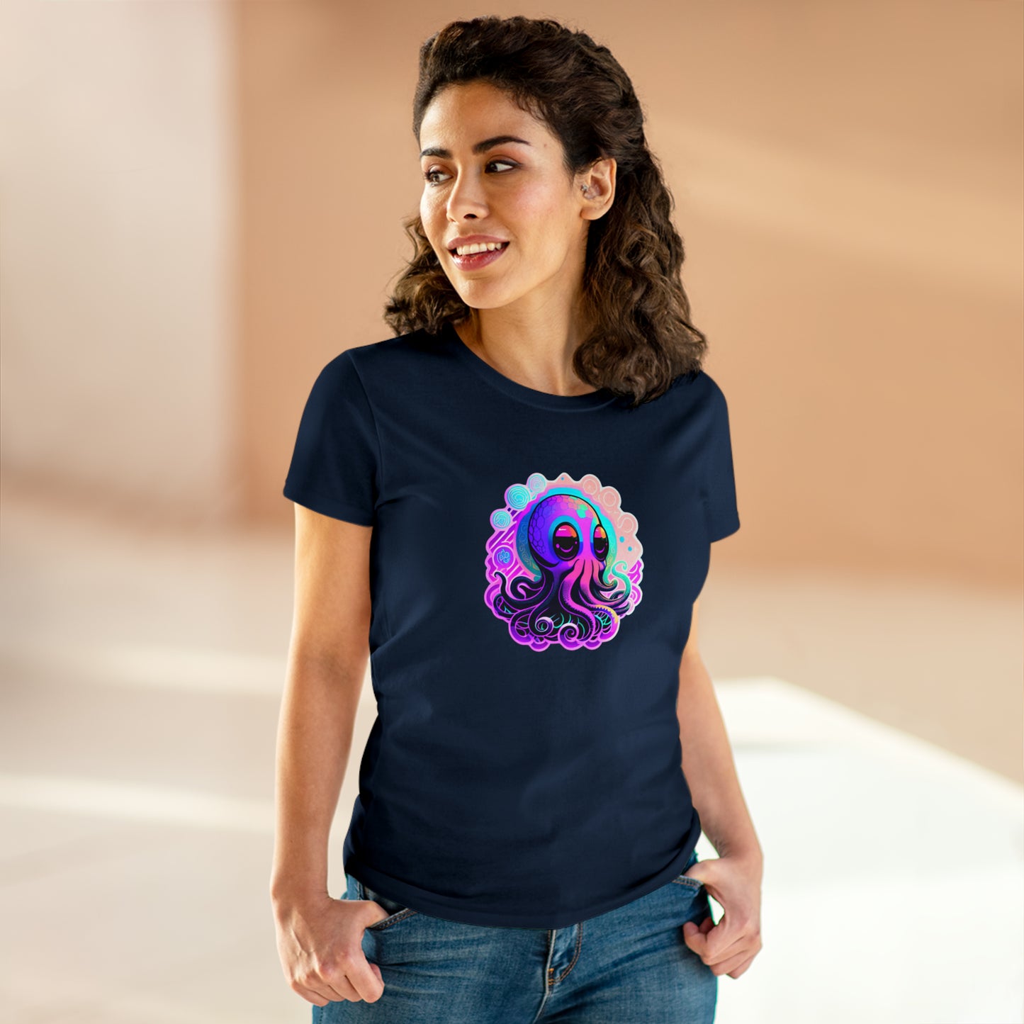 Colorful Octopus Women's Midweight Cotton Tee
