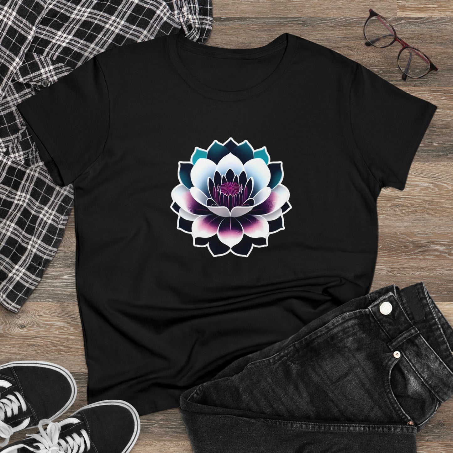 Lotus Flower, Women's Midweight Cotton Tee