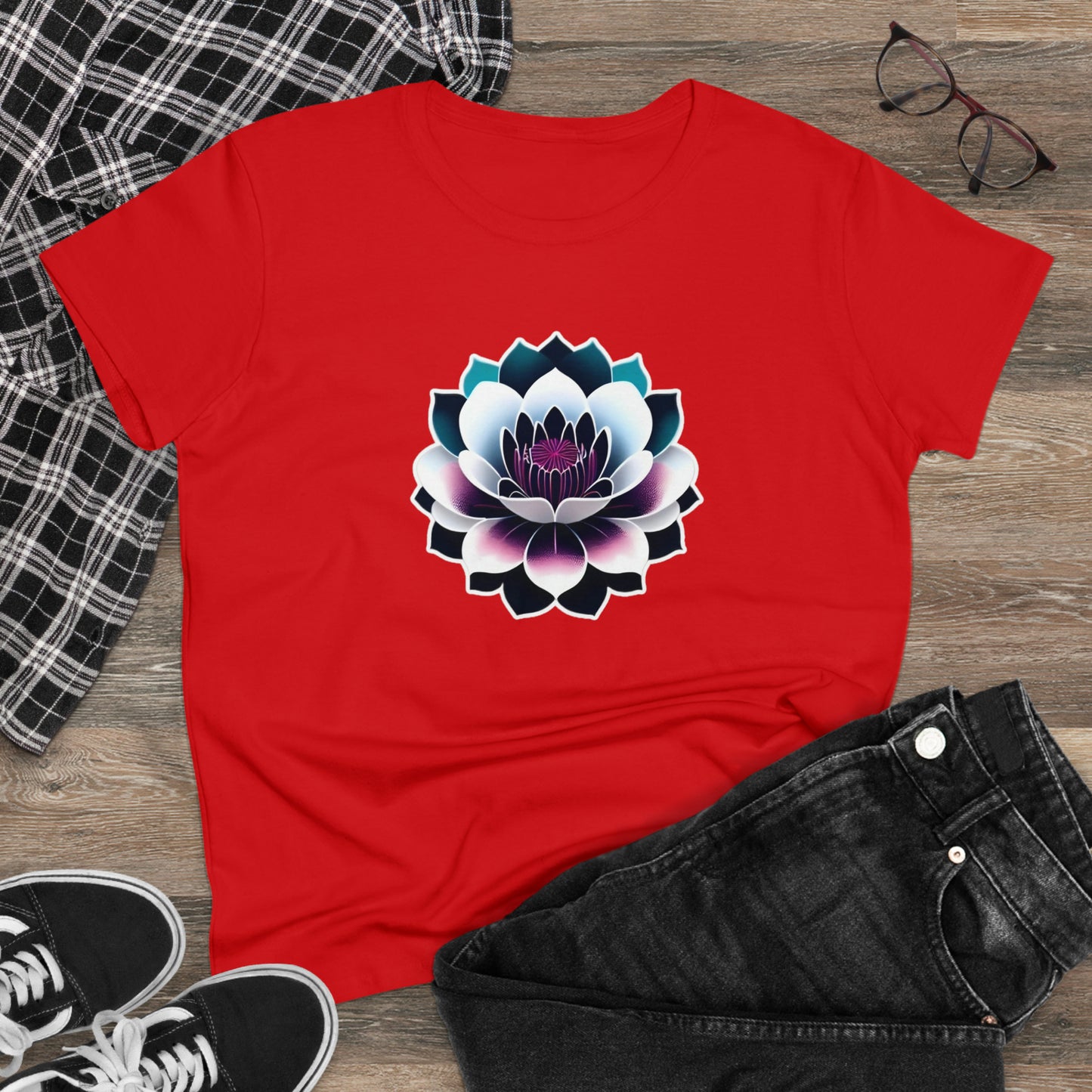 Lotus Flower, Women's Midweight Cotton Tee