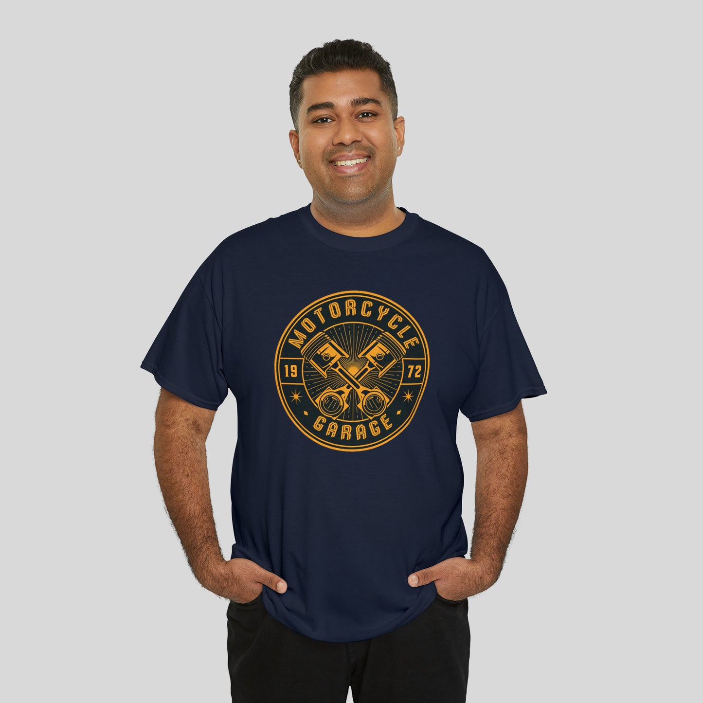 Motorcycle Garage, Unisex Heavy Cotton Graphic Tee