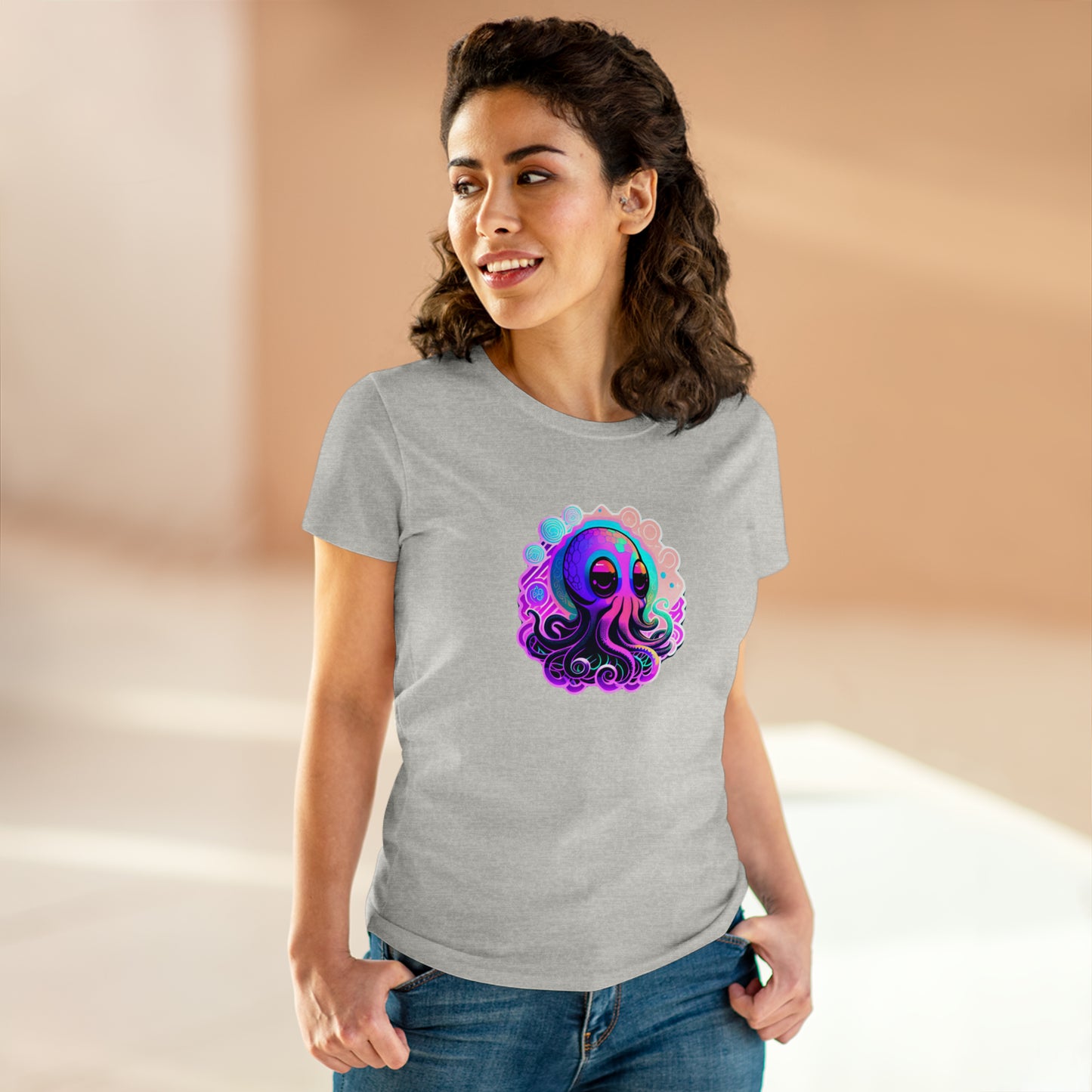 Colorful Octopus Women's Midweight Cotton Tee