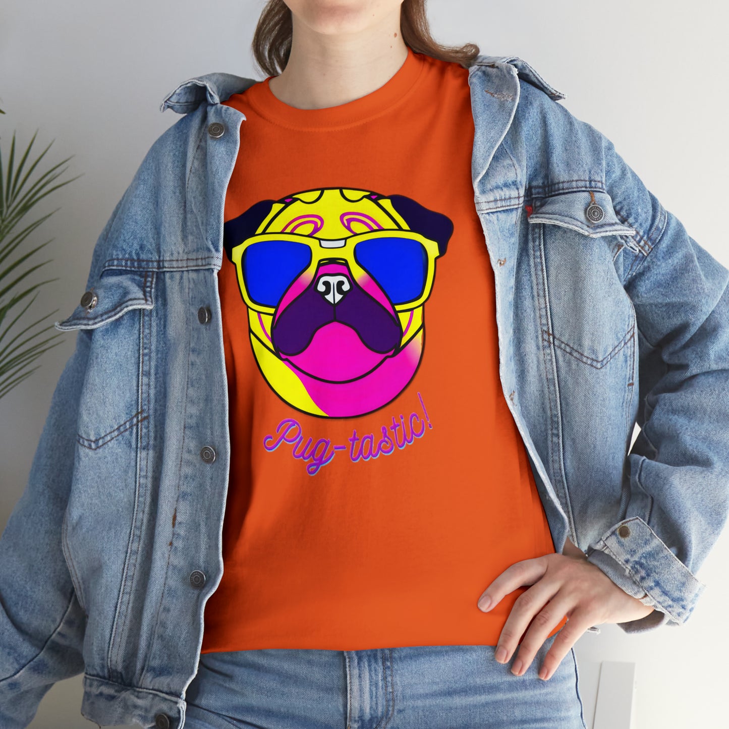 Pug- tastic, Pug Custom Graphic Unisex Heavy Cotton Tee