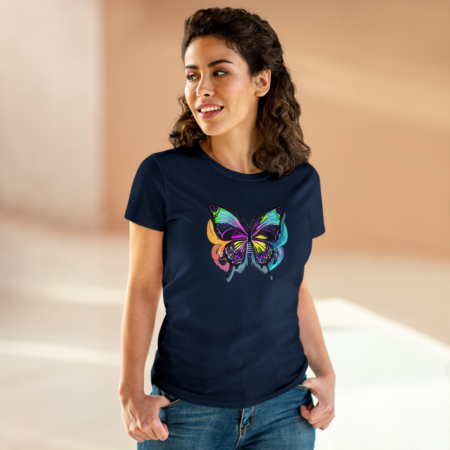 Butterfly, Custom Women's Midweight Cotton Tee