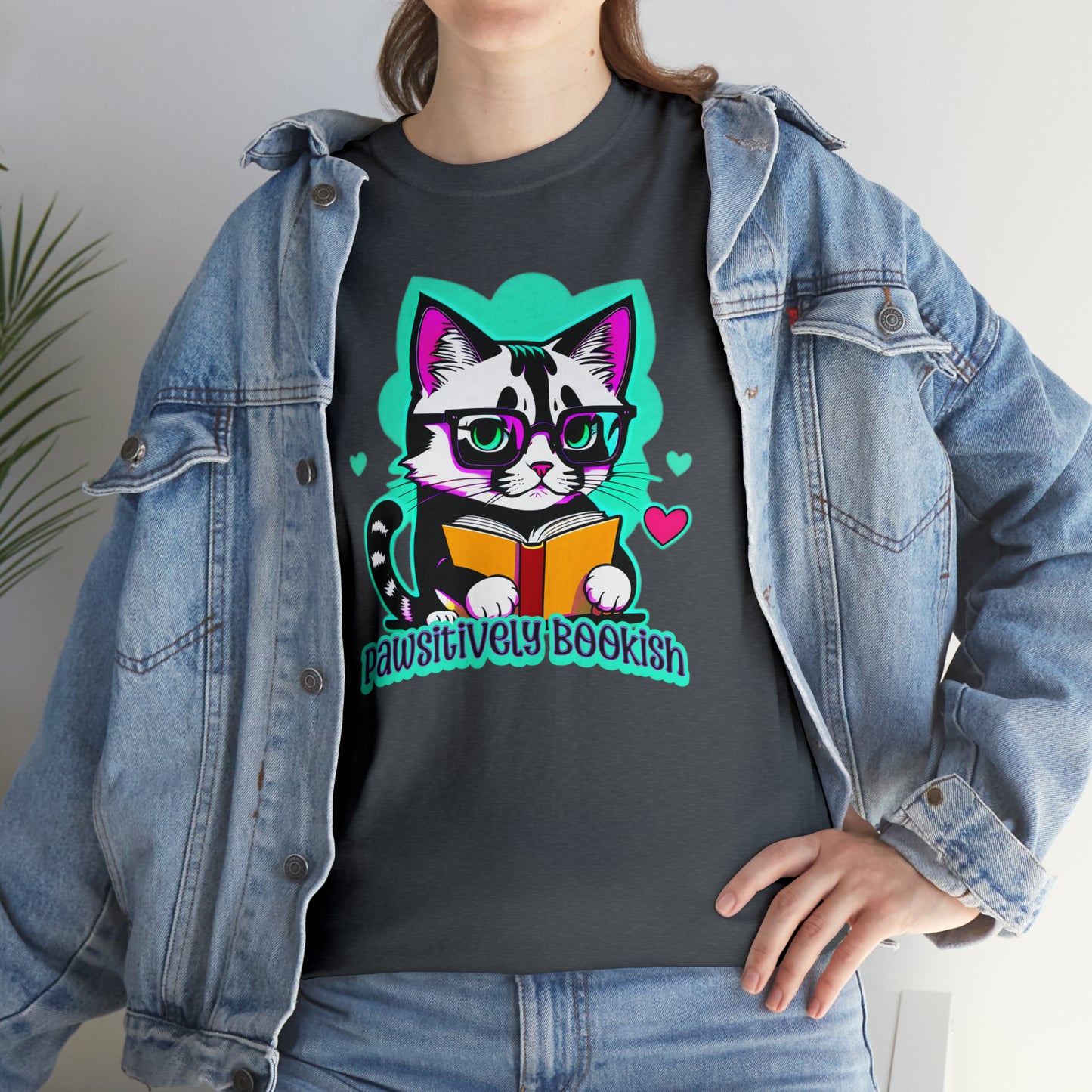 Pawsitively Bookish, Kitten read a book Unisex Heavy Cotton Tee