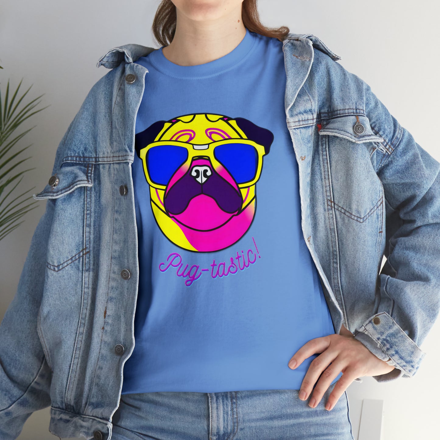 Pug- tastic, Pug Custom Graphic Unisex Heavy Cotton Tee