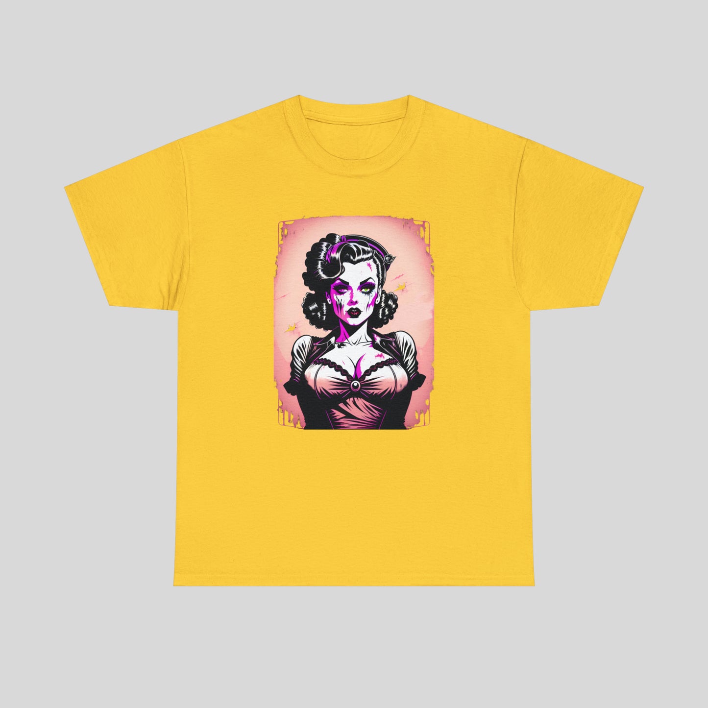 Zombie Pin-up Model, Custom Graphic Unisex Heavy Cotton Tee