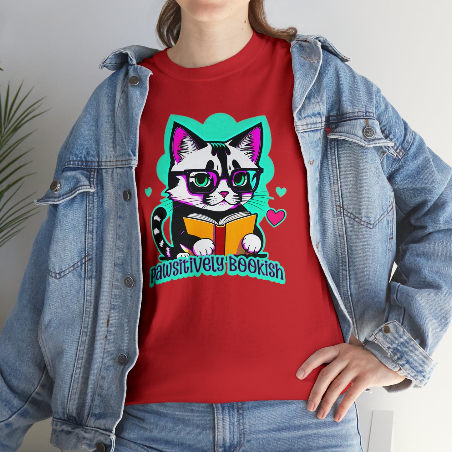 Pawsitively Bookish, Kitten read a book Unisex Heavy Cotton Tee