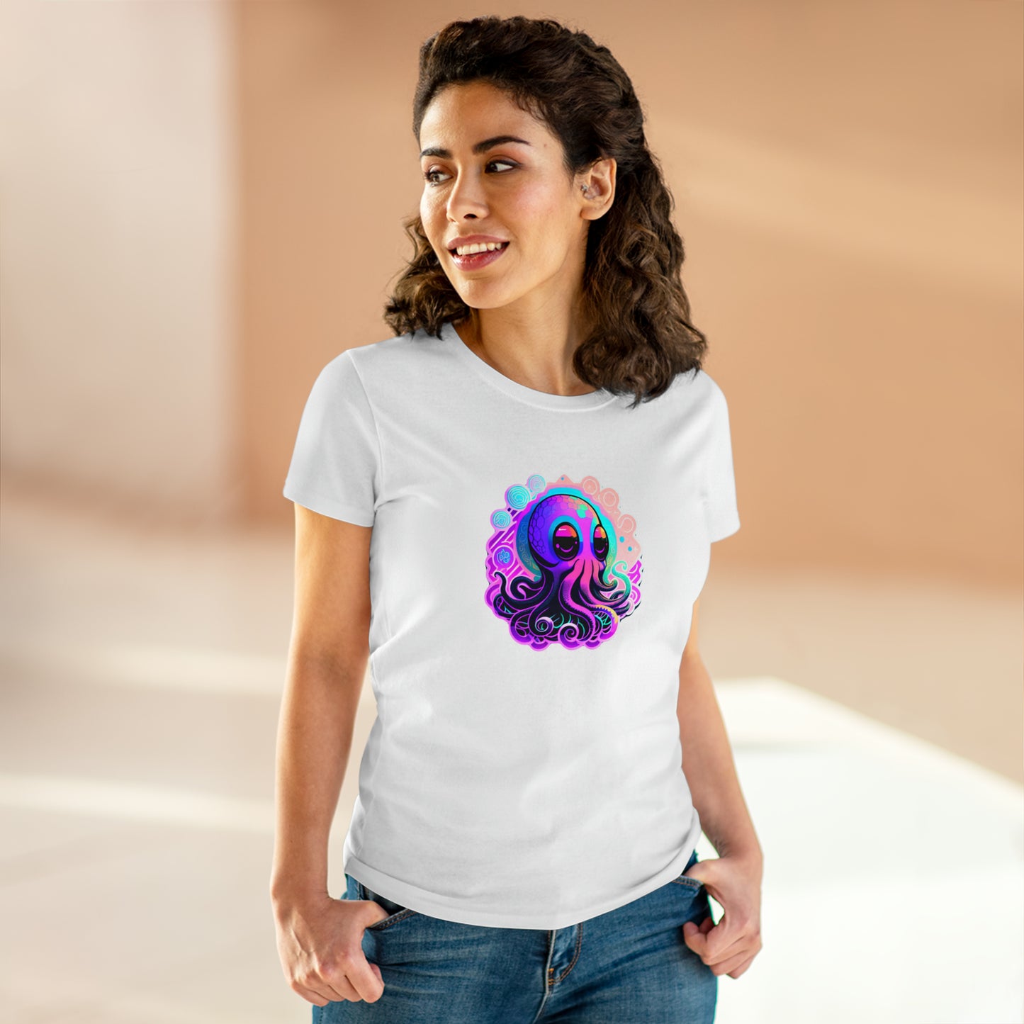 Colorful Octopus Women's Midweight Cotton Tee