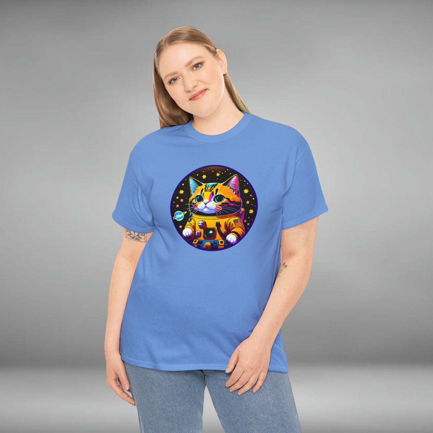 Space Cat, Unisex Heavy Cotton Tee