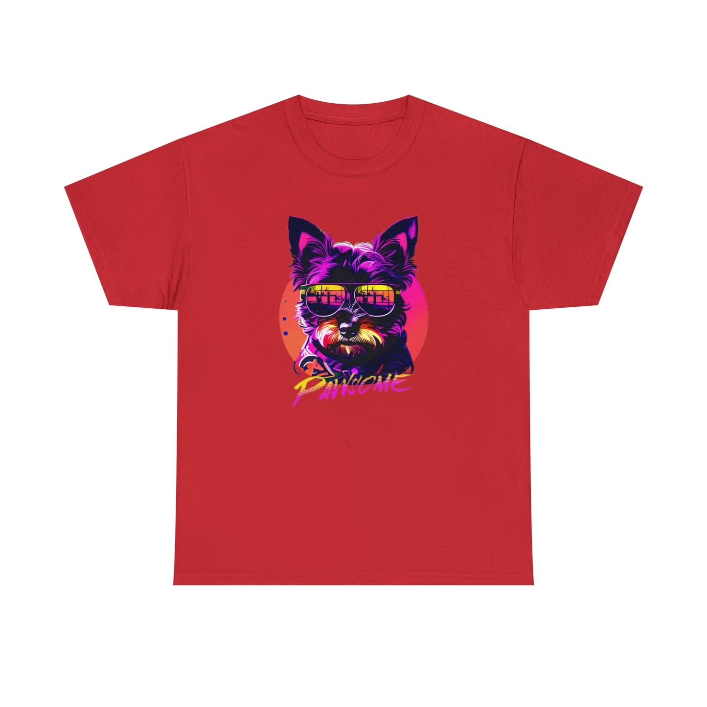 Pawsome, Yorkshire Terrier wearing sunglasses Unisex Heavy Cotton Tee