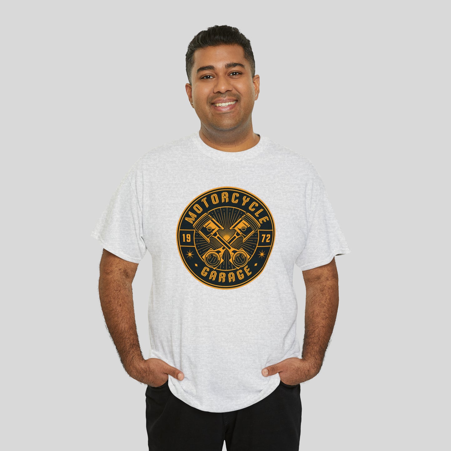 Motorcycle Garage, Unisex Heavy Cotton Graphic Tee