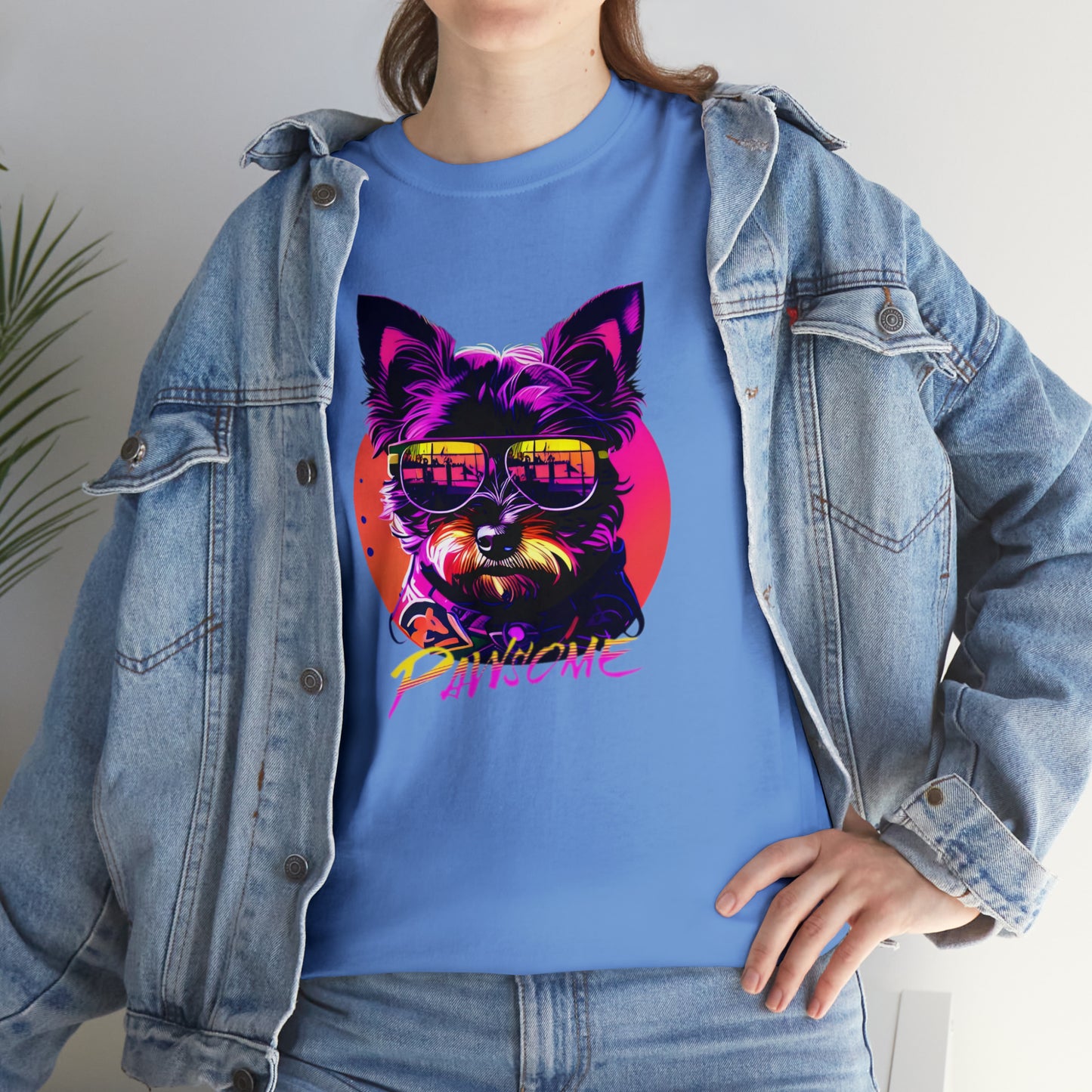 Pawsome, Yorkshire Terrier wearing sunglasses Unisex Heavy Cotton Tee