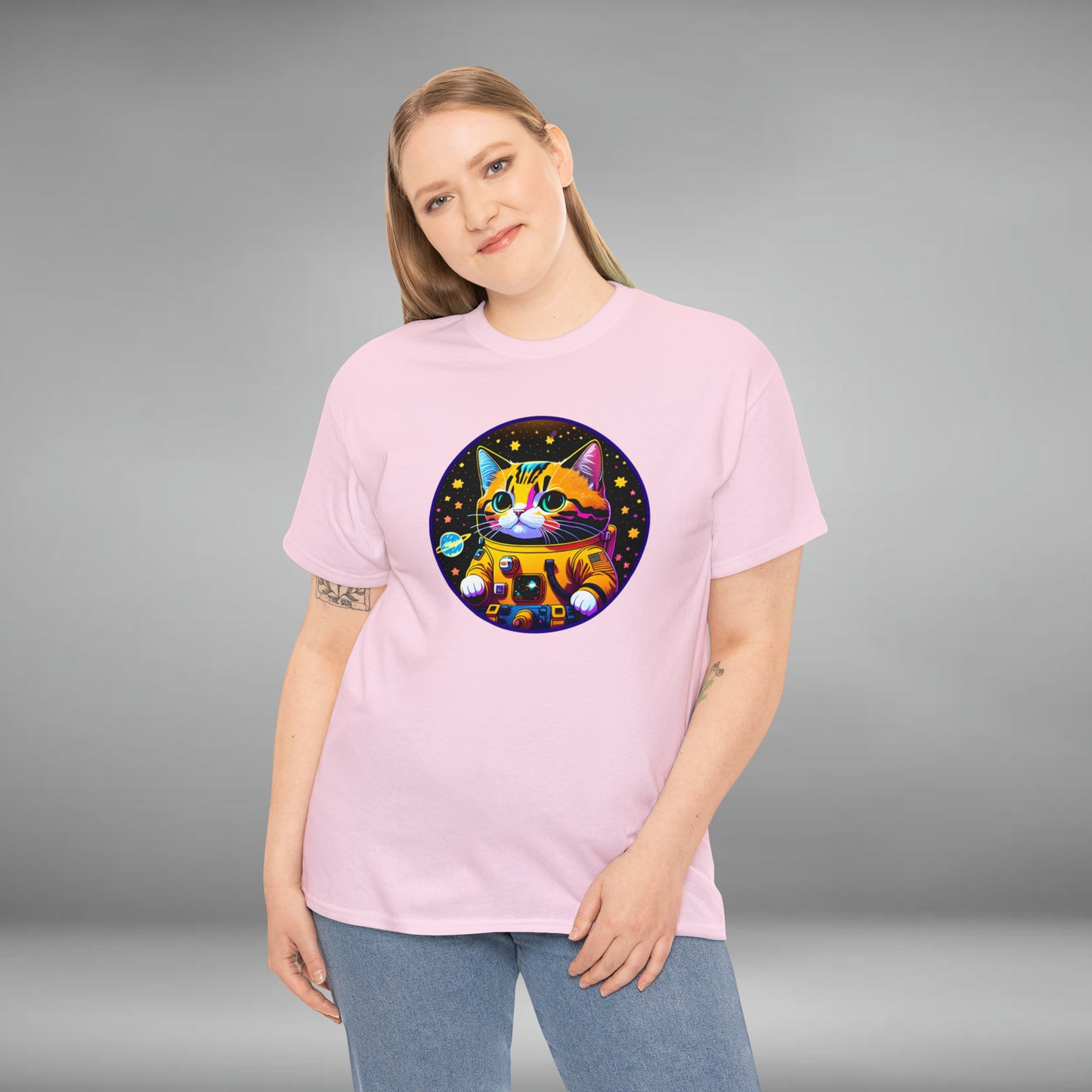 Space Cat, Unisex Heavy Cotton Tee