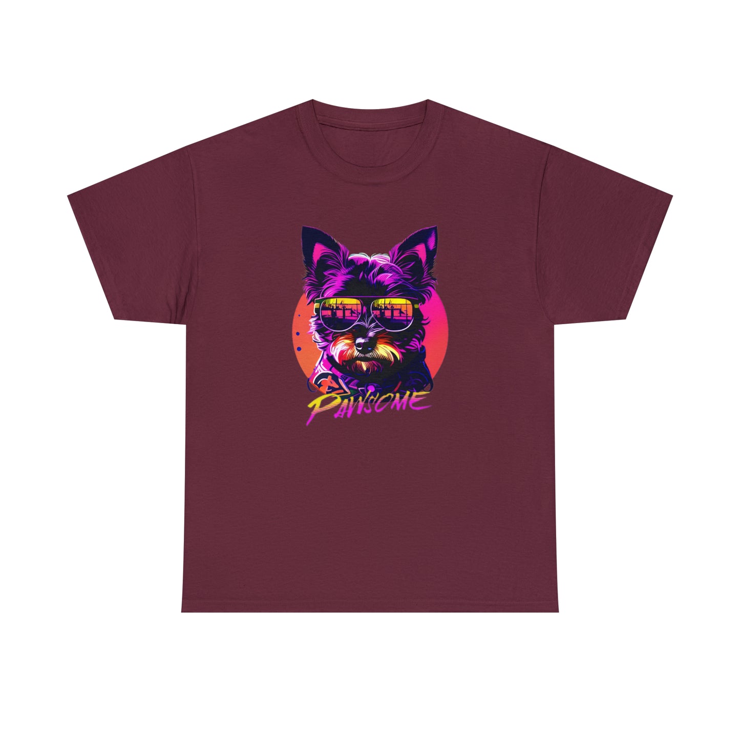 Pawsome, Yorkshire Terrier wearing sunglasses Unisex Heavy Cotton Tee