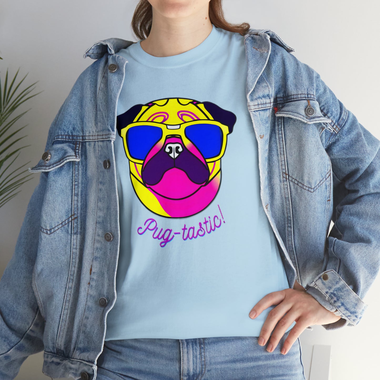 Pug- tastic, Pug Custom Graphic Unisex Heavy Cotton Tee