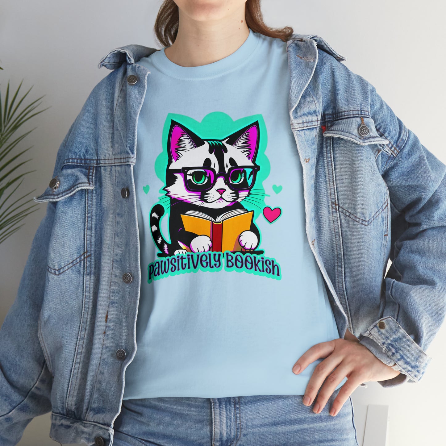 Pawsitively Bookish, Kitten read a book Unisex Heavy Cotton Tee
