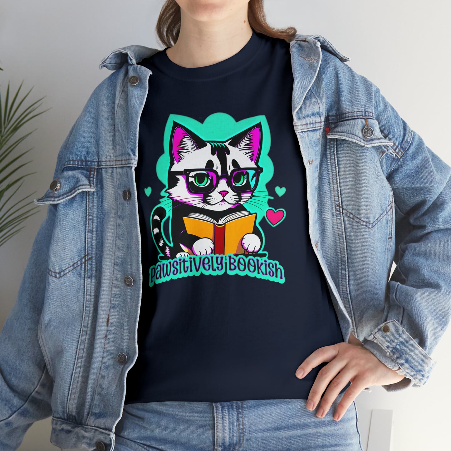Pawsitively Bookish, Kitten read a book Unisex Heavy Cotton Tee