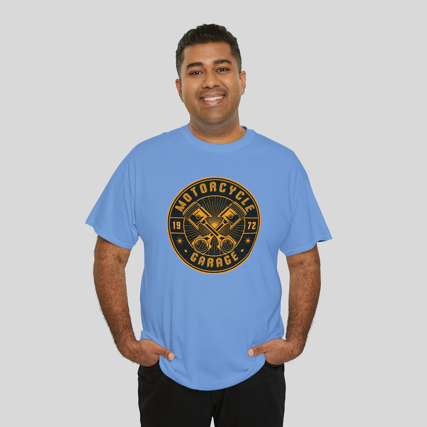 Motorcycle Garage, Unisex Heavy Cotton Graphic Tee
