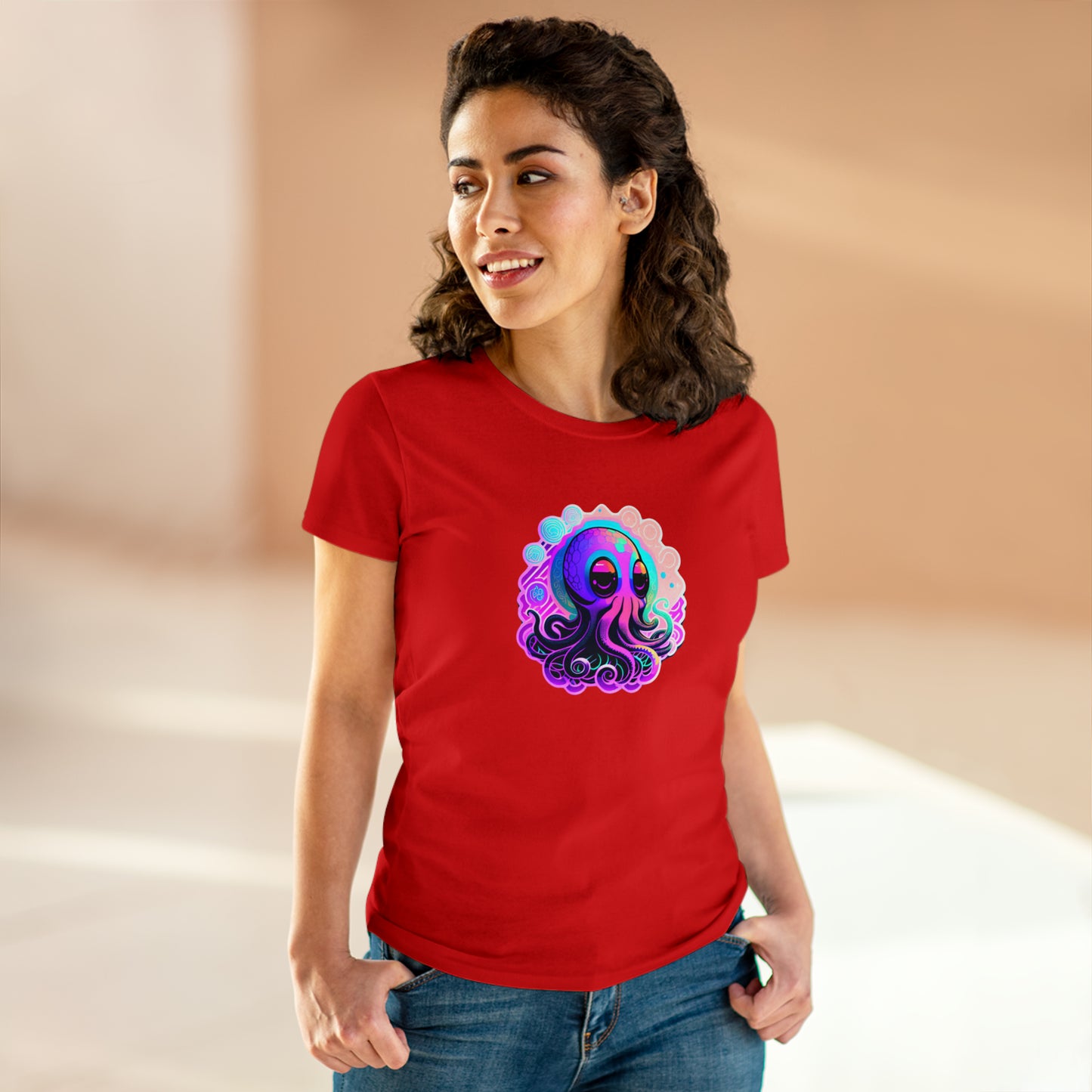 Colorful Octopus Women's Midweight Cotton Tee