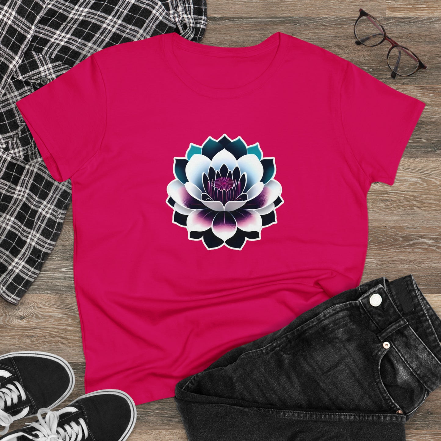 Lotus Flower, Women's Midweight Cotton Tee