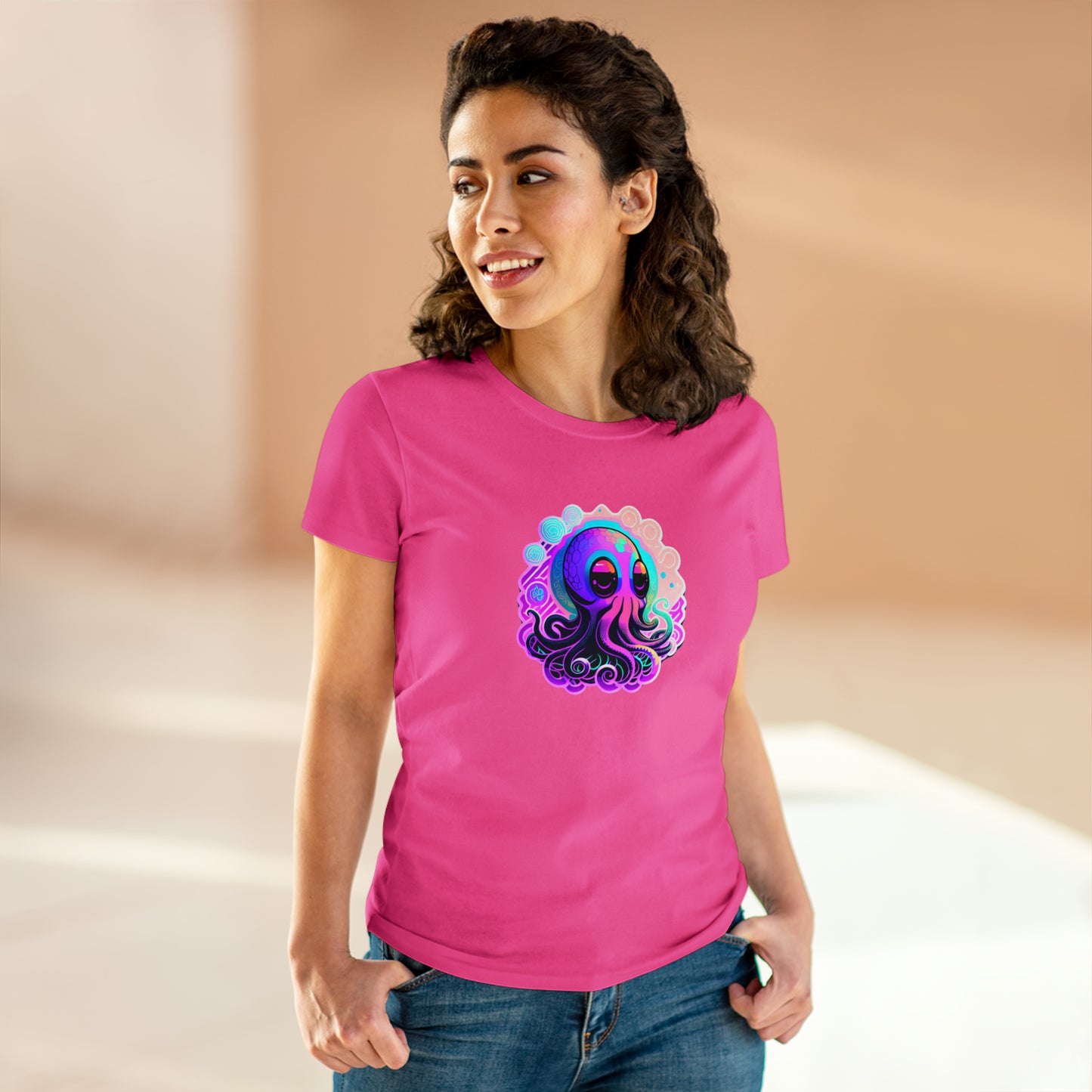 Colorful Octopus Women's Midweight Cotton Tee