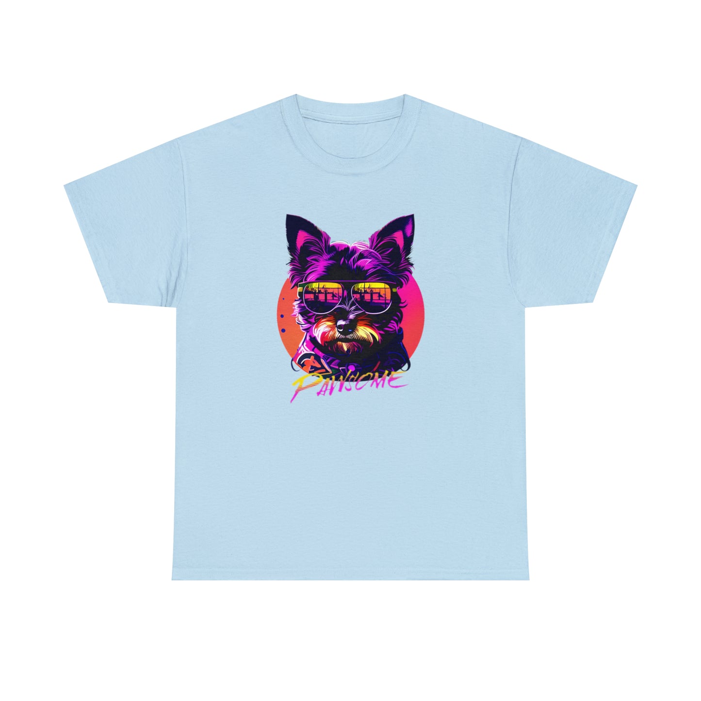Pawsome, Yorkshire Terrier wearing sunglasses Unisex Heavy Cotton Tee