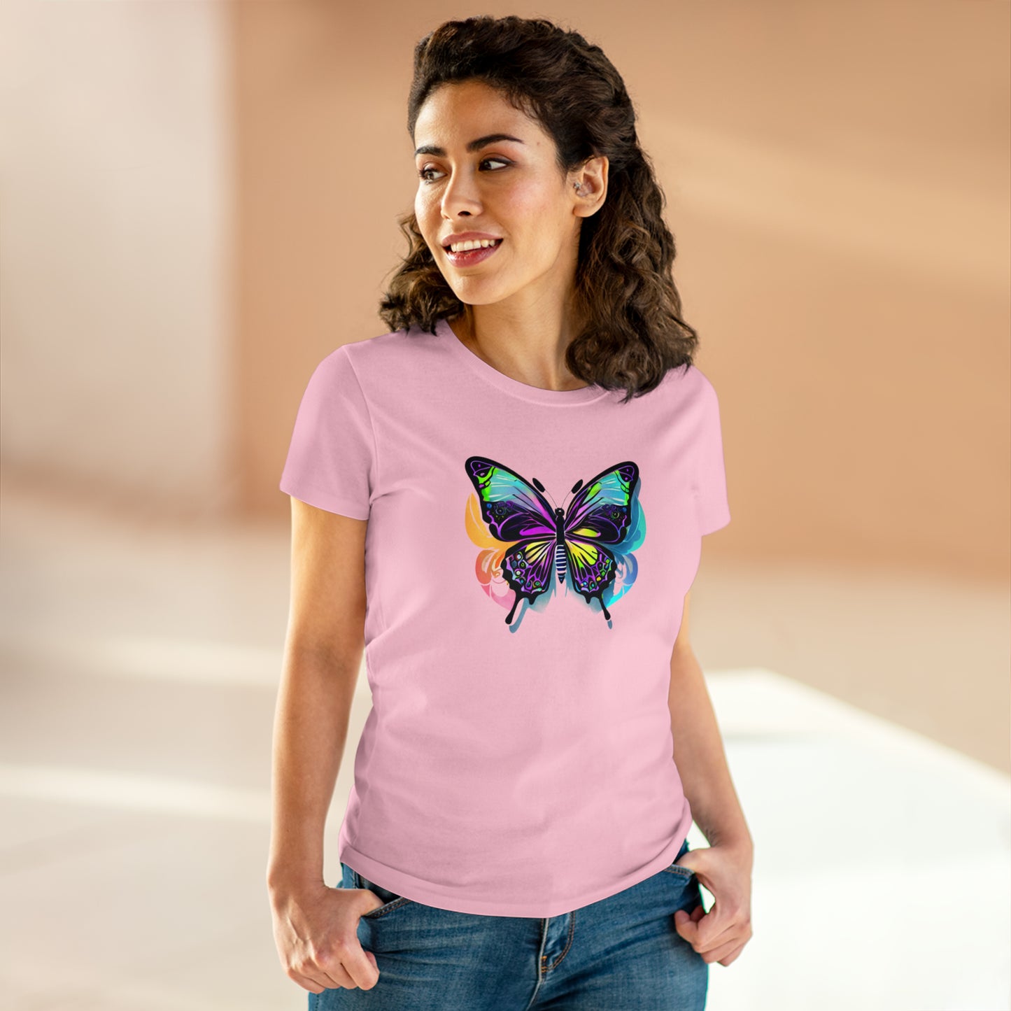 Butterfly, Custom Women's Midweight Cotton Tee