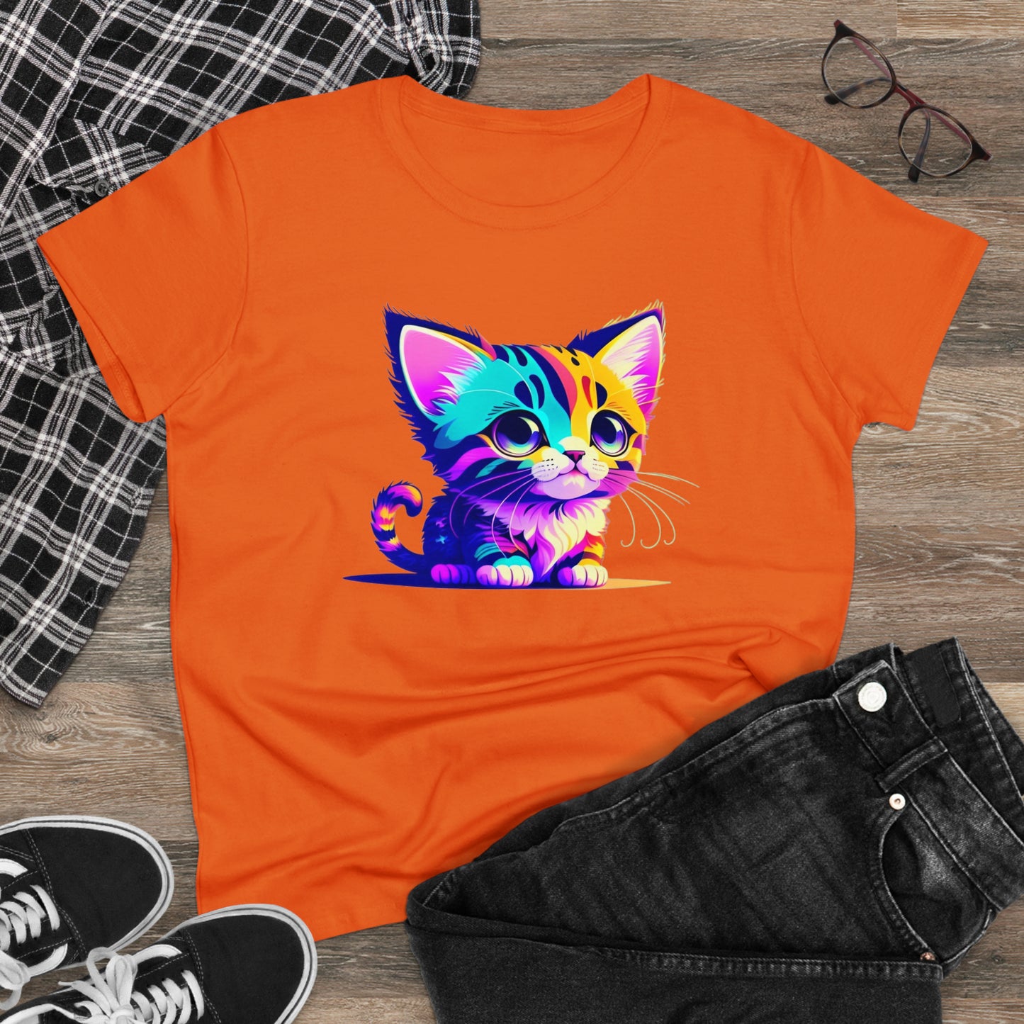 Cute Kitten Women's Midweight Cotton Graphic Tee