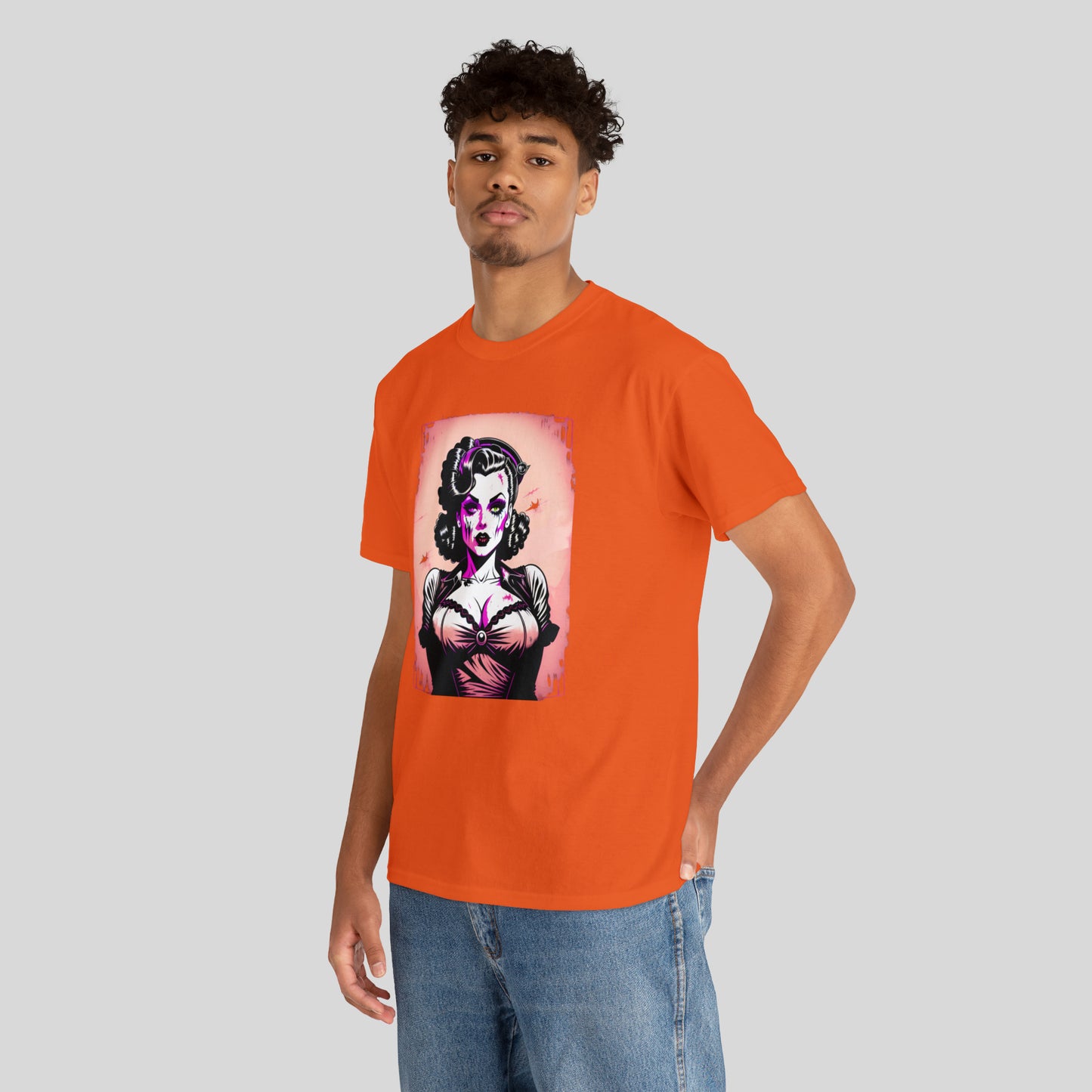 Zombie Pin-up Model, Custom Graphic Unisex Heavy Cotton Tee