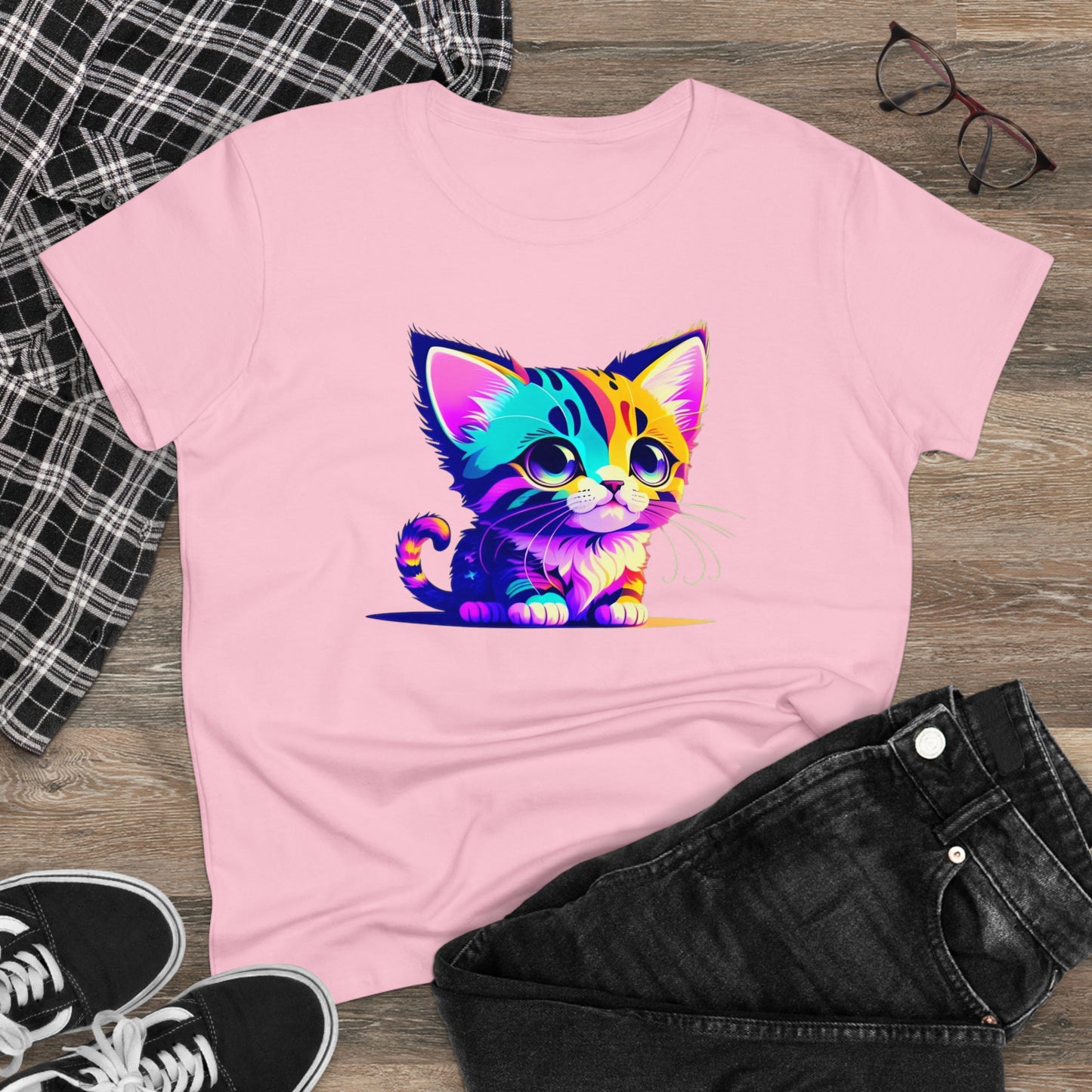 Cute Kitten Women's Midweight Cotton Graphic Tee