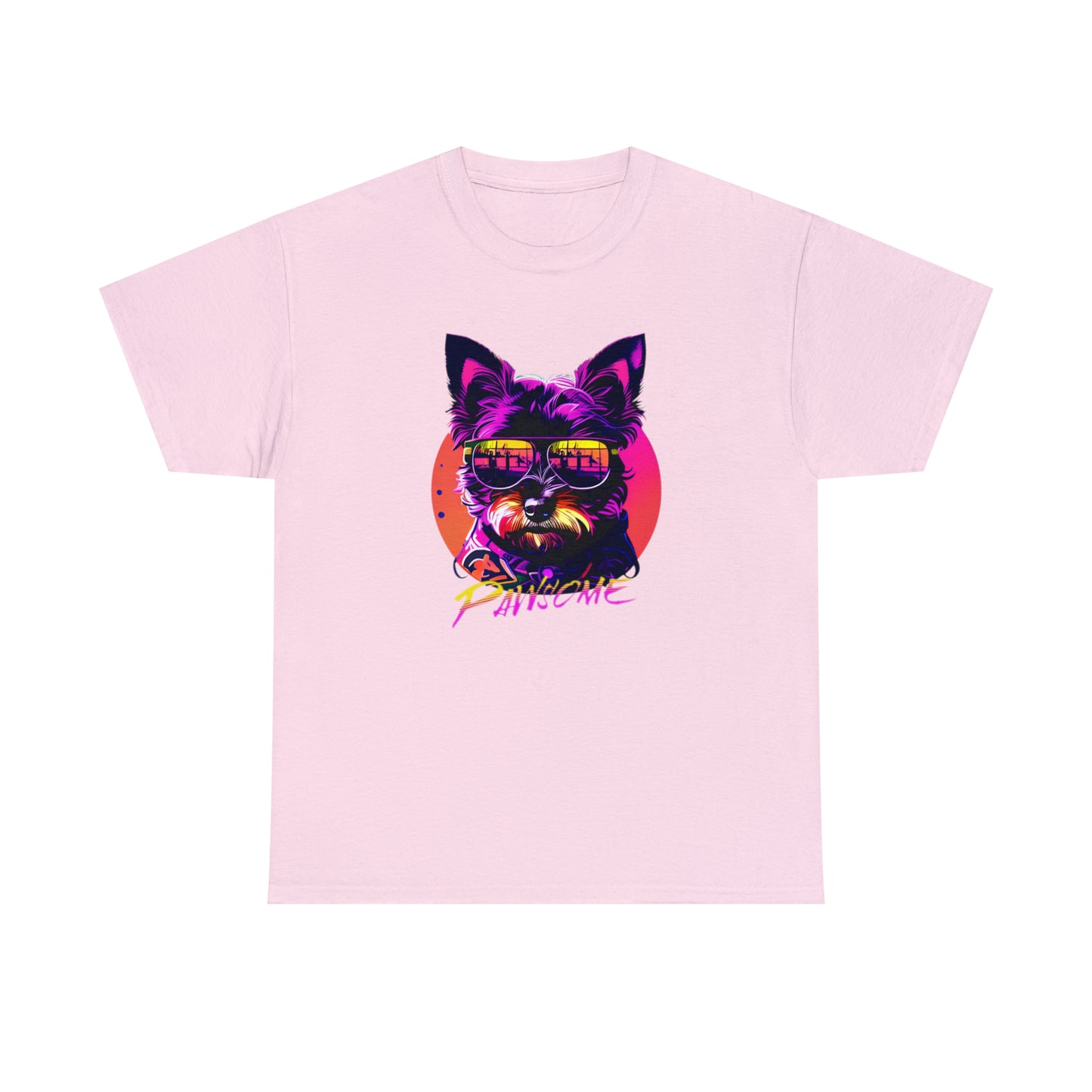 Pawsome, Yorkshire Terrier wearing sunglasses Unisex Heavy Cotton Tee