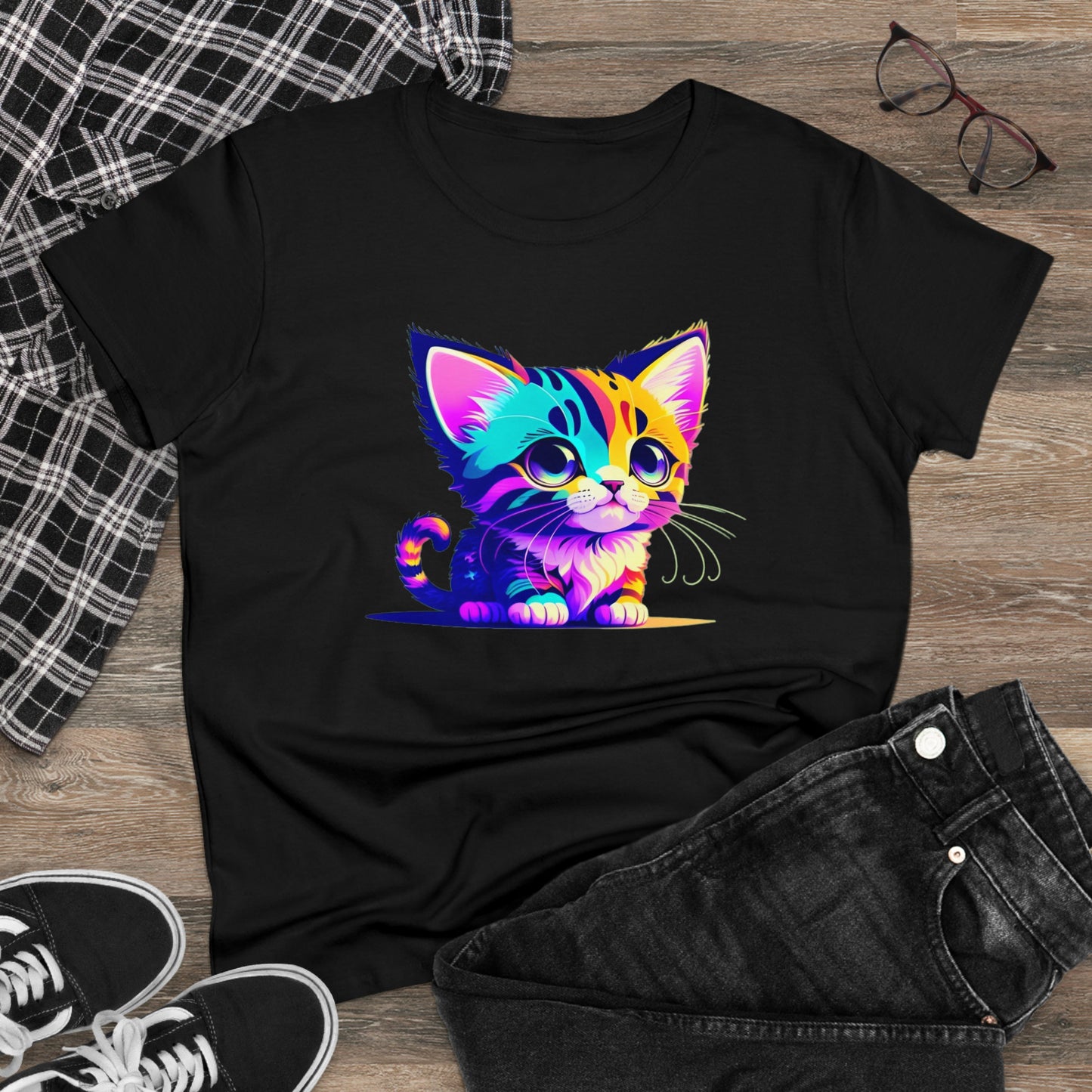 Cute Kitten Women's Midweight Cotton Graphic Tee