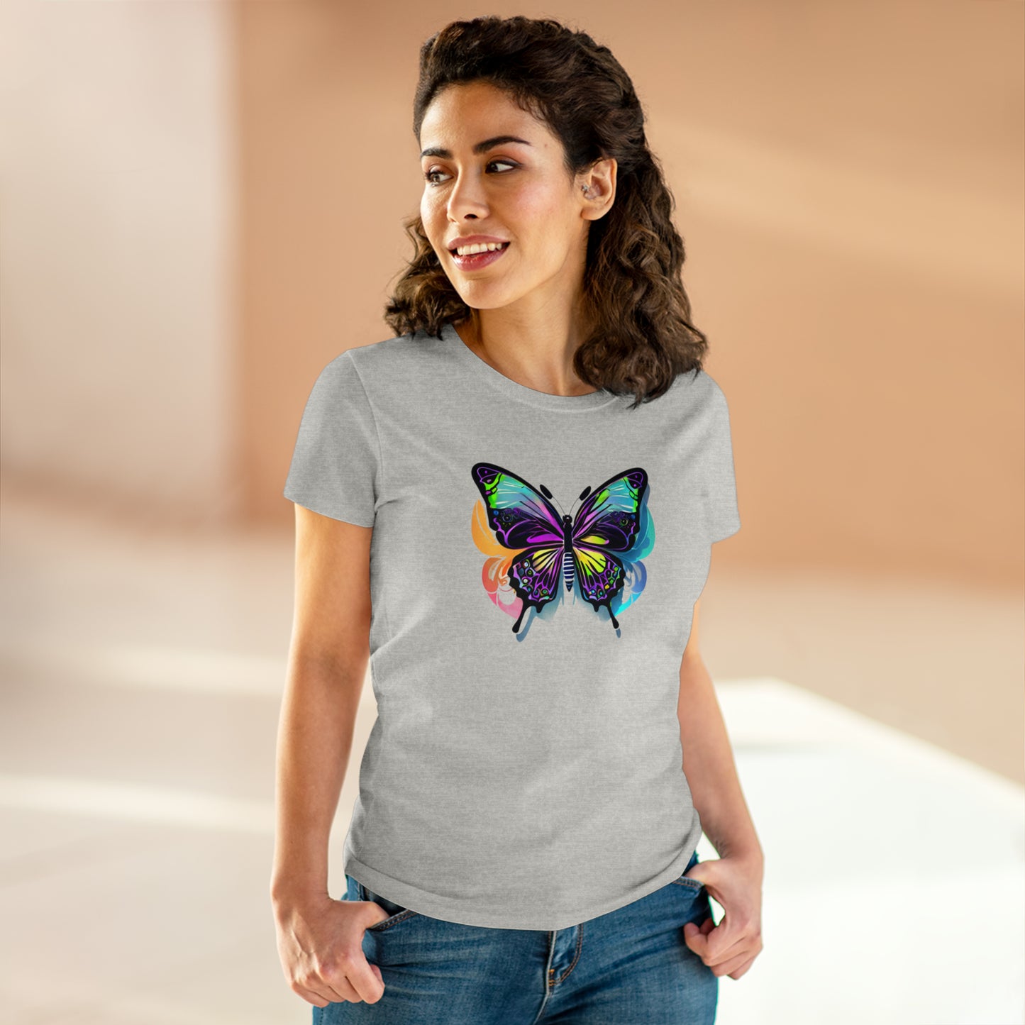 Butterfly, Custom Women's Midweight Cotton Tee