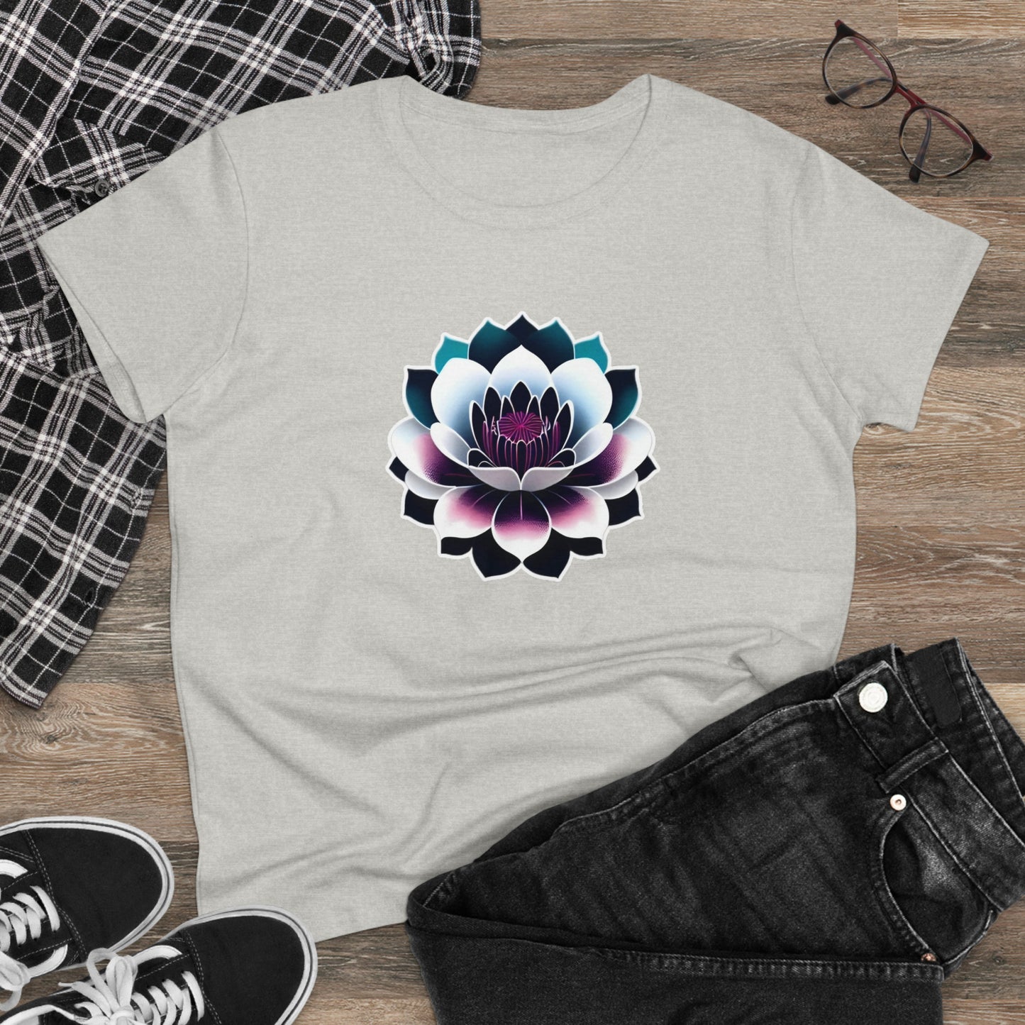 Lotus Flower, Women's Midweight Cotton Tee