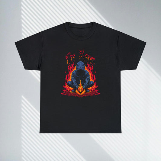Fire Starter, Hooded man with superpowers, Unisex Heavy Cotton Tee