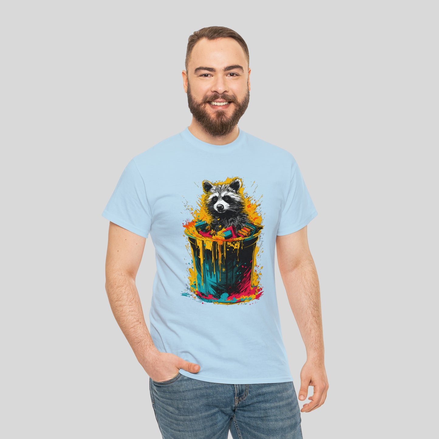 Trash Panda, Raccoon in a trash can Unisex Heavy Cotton Tee