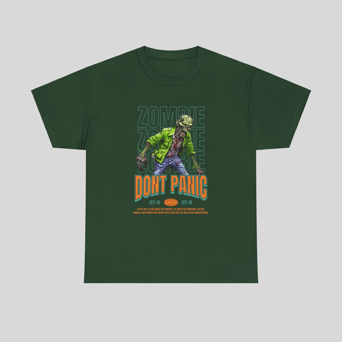 Zombie, Dont Panic Unisex Heavy Cotton Tee