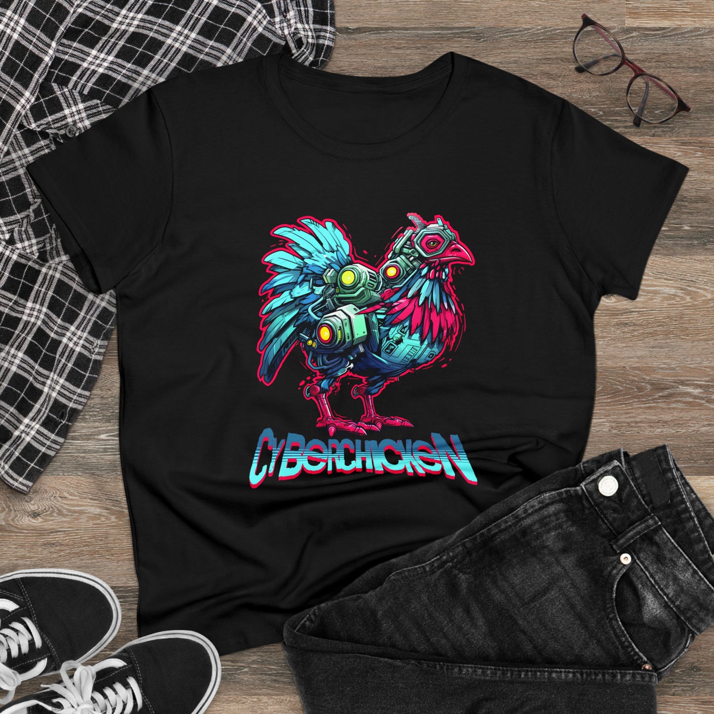 CyberChicken, Cyborg Chicken Women's Midweight Cotton Tee