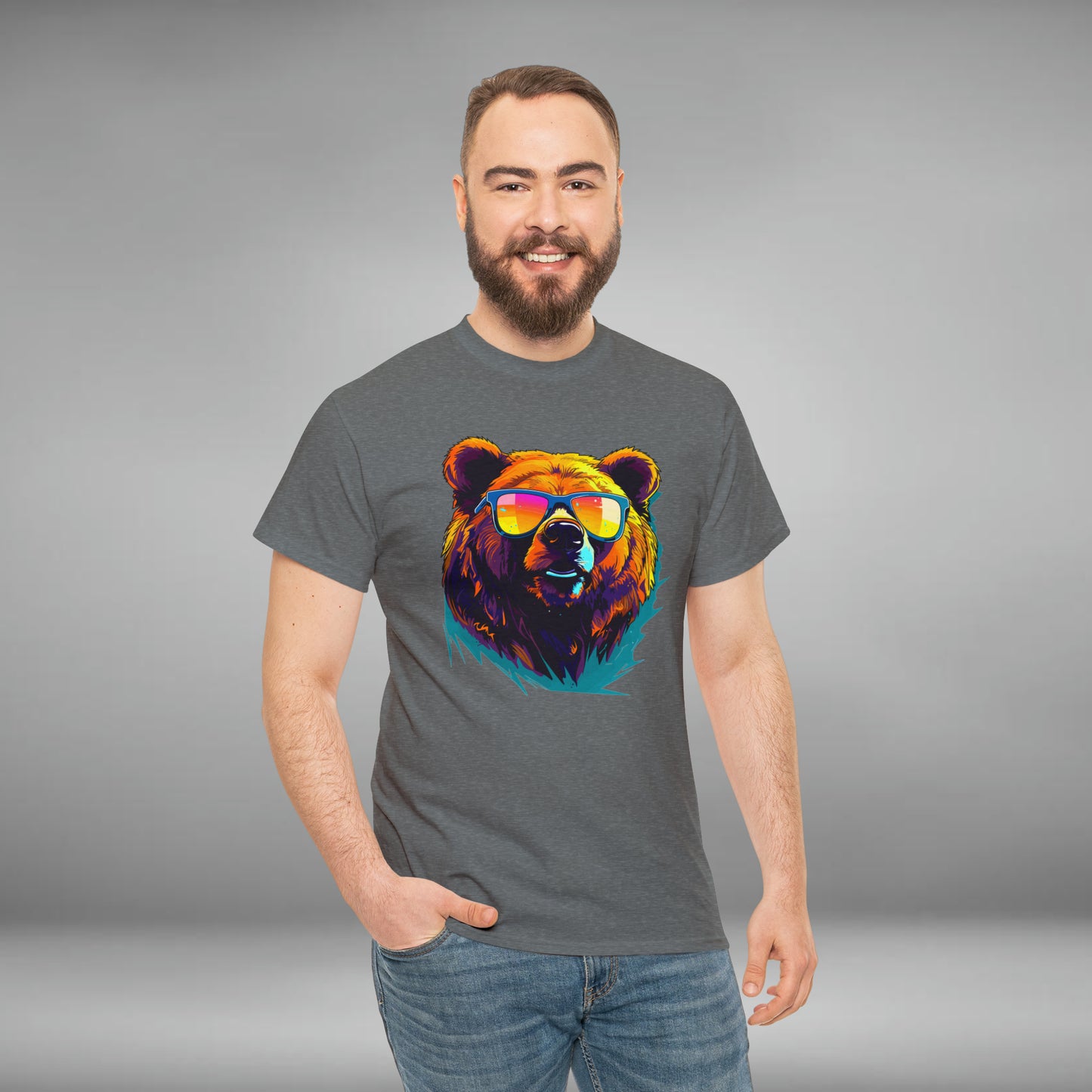 Cool Bear Wearing Sunglasses Unisex Heavy Cotton Tee