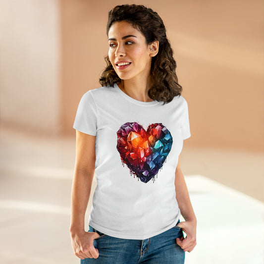 Crystal Heart Women's Midweight Cotton Tee