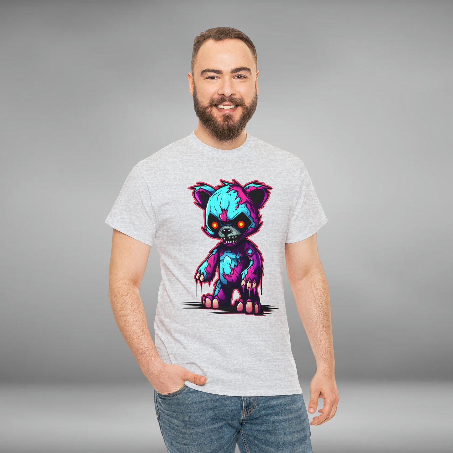 Zombie Teddy Bear, Custom Unisex Heavy Cotton Tee