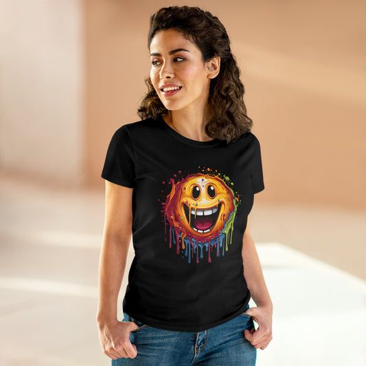 Paint Splatter Smiley Face Women's Midweight Cotton Tee