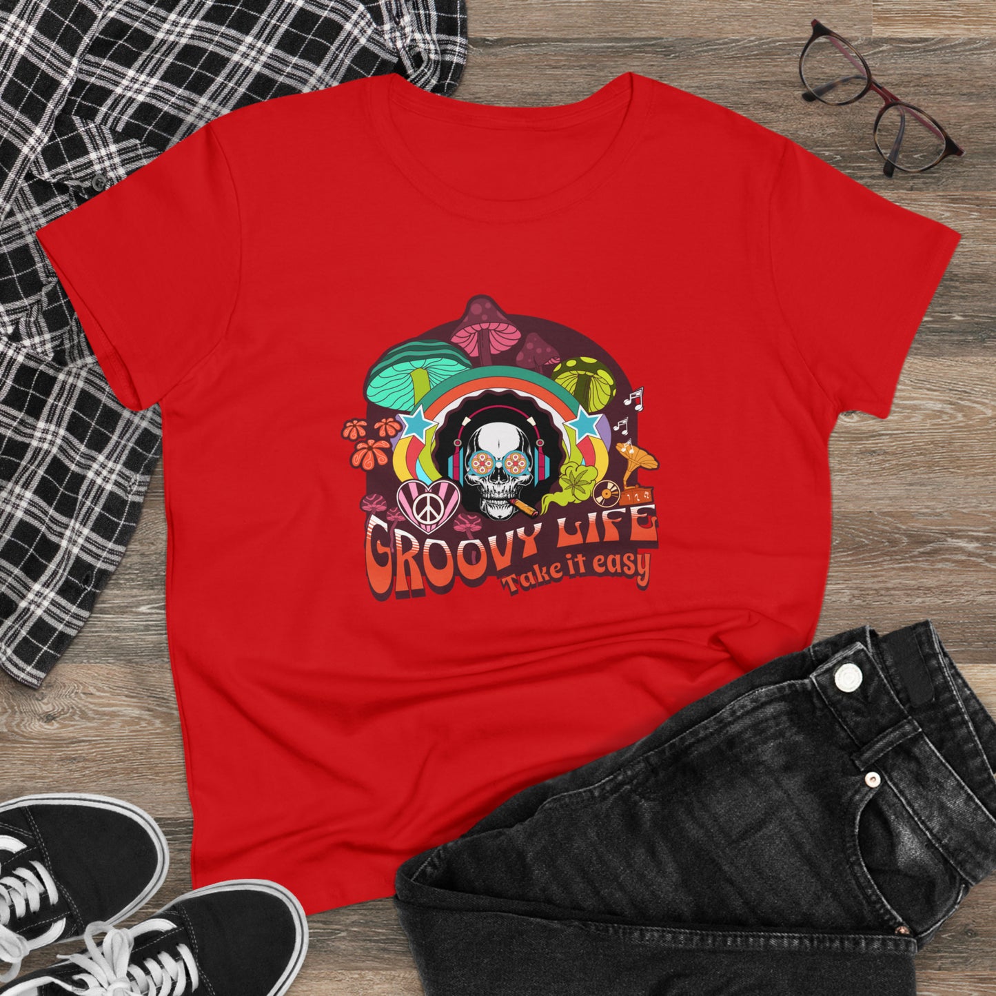 GROOVY LIFE, Retro Women's Midweight Cotton Tee